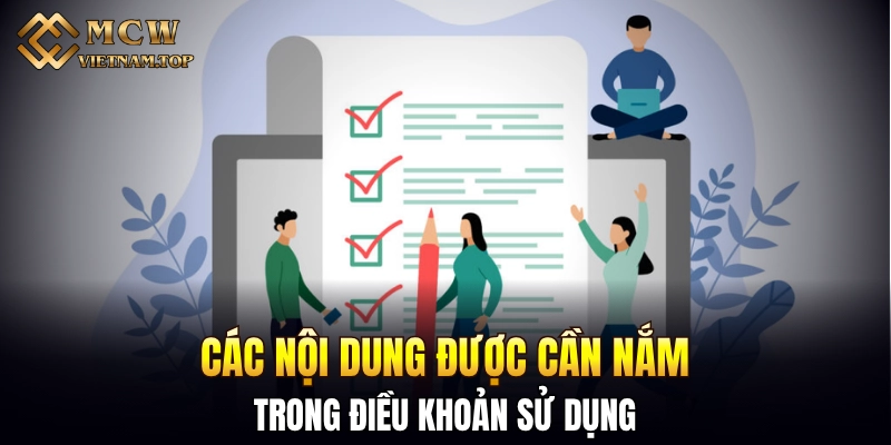 Các nội dung được cần nắm trong điều khoản sử dụng